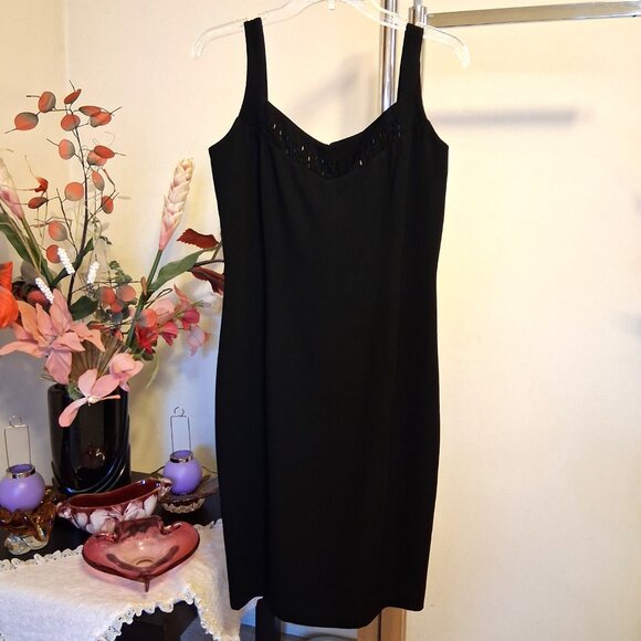 Preowned Women's Zakura 2 Piece Black Lined Beaded Blazer & Dress Set 10 M - Picture 14 of 16